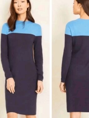 Ann Taylor Colorblock Sweater Dress Large Sheath